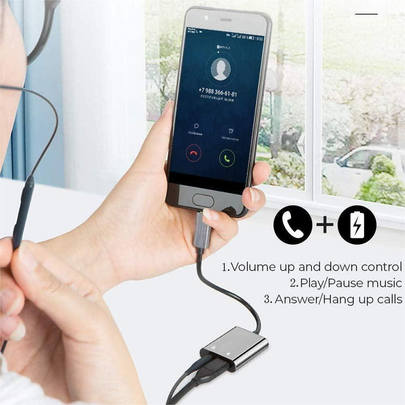 2-in-1 USB C To 3.5mm Headphones Adapter, PD Fast Charging, Hi-Res Sound