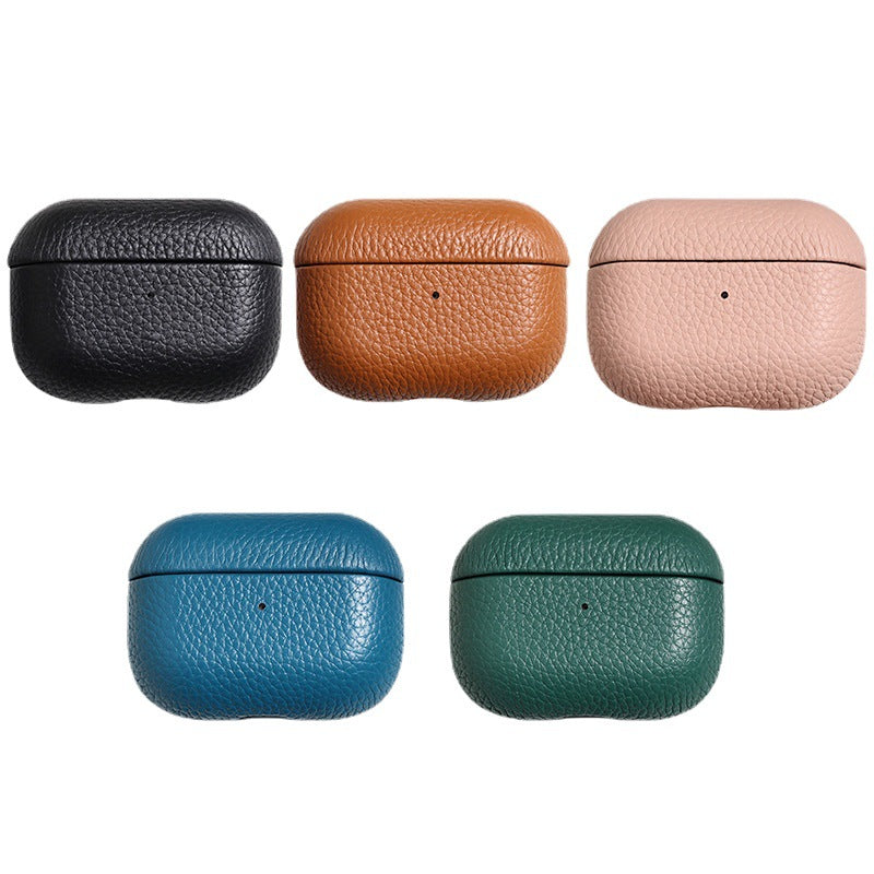 Portable Leather Litchi Pattern Bluetooth Earbuds Case